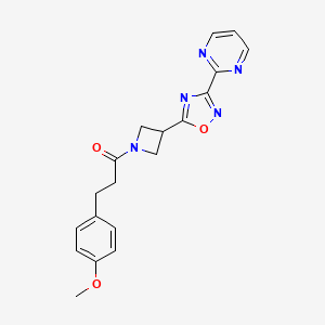 molecular formula C19H19N5O3 B2822741 3-(4-Methoxyphenyl)-1-(3-(3-(pyrimidin-2-yl)-1,2,4-oxadiazol-5-yl)azetidin-1-yl)propan-1-one CAS No. 1327574-53-7