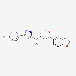 molecular formula C21H20FN3O3 B2822742 N-(2-(2,3-dihydrobenzofuran-5-yl)-2-hydroxyethyl)-3-(4-fluorophenyl)-1-methyl-1H-pyrazole-5-carboxamide CAS No. 1421456-18-9