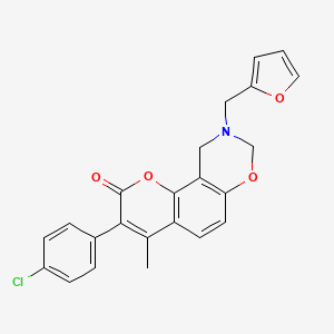 molecular formula C23H18ClNO4 B2822743 3-(4-氯苯基)-9-(呋喃-2-基甲基)-4-甲基-9,10-二氢咯啶并[8,7-e][1,3]噁二嗪-2(8H)-酮 CAS No. 951957-55-4