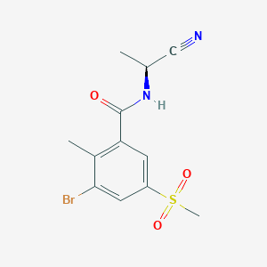 molecular formula C12H13BrN2O3S B2822745 3-Bromo-N-[(1S)-1-cyanoethyl]-2-methyl-5-methylsulfonylbenzamide CAS No. 2261062-82-0