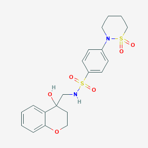 molecular formula C20H24N2O6S2 B2822747 4-(1,1-dioxido-1,2-thiazinan-2-yl)-N-((4-hydroxychroman-4-yl)methyl)benzenesulfonamide CAS No. 1396853-77-2