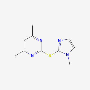 molecular formula C10H12N4S B2822748 4,6-二甲基-2-((1-甲基-1H-咪唑-2-基)硫)嘧啶 CAS No. 2309735-36-0