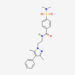 molecular formula C22H26N4O3S B2822752 N-(2-(3,5-dimethyl-4-phenyl-1H-pyrazol-1-yl)ethyl)-4-(N,N-dimethylsulfamoyl)benzamide CAS No. 2034352-51-5