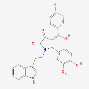 molecular formula C28H23FN2O5 B282276 4-(4-fluorobenzoyl)-3-hydroxy-5-(4-hydroxy-3-methoxyphenyl)-1-[2-(1H-indol-3-yl)ethyl]-1,5-dihydro-2H-pyrrol-2-one 