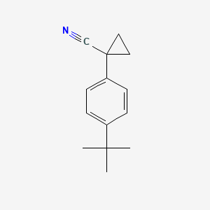 molecular formula C14H17N B2822763 1-[4-(tert-Butyl)phenyl]cyclopropanecarbonitrile CAS No. 1096317-25-7
