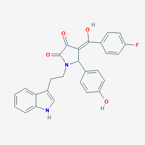 molecular formula C27H21FN2O4 B282279 4-(4-fluorobenzoyl)-3-hydroxy-5-(4-hydroxyphenyl)-1-[2-(1H-indol-3-yl)ethyl]-1,5-dihydro-2H-pyrrol-2-one 