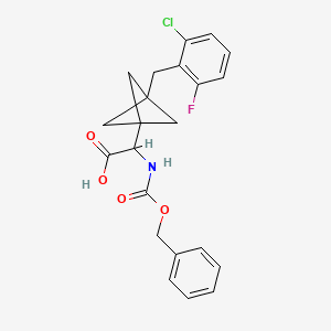 molecular formula C22H21ClFNO4 B2822805 2-[3-[(2-Chloro-6-fluorophenyl)methyl]-1-bicyclo[1.1.1]pentanyl]-2-(phenylmethoxycarbonylamino)acetic acid CAS No. 2287260-55-1