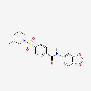 molecular formula C21H24N2O5S B2822874 N-(benzo[d][1,3]dioxol-5-yl)-4-((3,5-dimethylpiperidin-1-yl)sulfonyl)benzamide CAS No. 392323-66-9