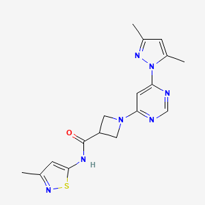 molecular formula C17H19N7OS B2822878 1-(6-(3,5-二甲基-1H-吡唑-1-基)嘧啶-4-基)-N-(3-甲基异噻唑-5-基)吖唑啉-3-羧酰胺 CAS No. 2034361-74-3