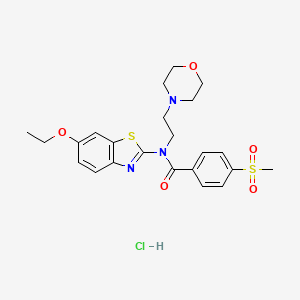 molecular formula C23H28ClN3O5S2 B2822880 N-(6-乙氧苯并[d]噻唑-2-基)-4-(甲磺基)-N-(2-吗啉基乙基)苯甲酰胺盐酸盐 CAS No. 1217035-56-7