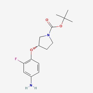 molecular formula C15H21FN2O3 B2822881 (S)-叔丁基3-(4-氨基-2-氟苯氧基)吡咯烷-1-羧酸酯 CAS No. 1286208-83-0