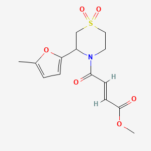 molecular formula C14H17NO6S B2822885 Methyl (E)-4-[3-(5-methylfuran-2-yl)-1,1-dioxo-1,4-thiazinan-4-yl]-4-oxobut-2-enoate CAS No. 2411325-68-1