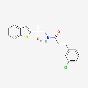 molecular formula C20H20ClNO2S B2822893 N-[2-(1-benzothiophen-2-yl)-2-hydroxypropyl]-3-(3-chlorophenyl)propanamide CAS No. 2034471-57-1