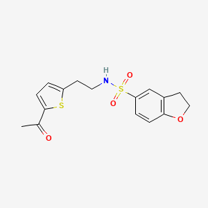 molecular formula C16H17NO4S2 B2822903 N-(2-(5-乙酰硫代噻吩-2-基)乙基)-2,3-二氢苯并呋喃-5-磺酰胺 CAS No. 2034596-80-8