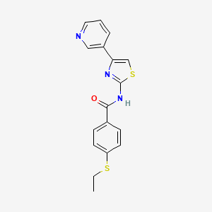 molecular formula C17H15N3OS2 B2822911 4-(ethylthio)-N-(4-(pyridin-3-yl)thiazol-2-yl)benzamide CAS No. 922823-27-6