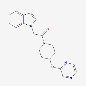 molecular formula C19H20N4O2 B2822918 2-(1H-吲哚-1-基)-1-(4-(吡嗪-2-氧基)哌啶-1-基)乙酮 CAS No. 1448131-57-4