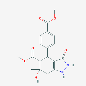 molecular formula C18H20N2O6 B282295 methyl 3,6-dihydroxy-4-[4-(methoxycarbonyl)phenyl]-6-methyl-4,5,6,7-tetrahydro-1H-indazole-5-carboxylate 