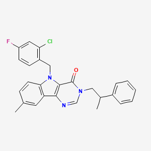 B2822959 5-(2-chloro-4-fluorobenzyl)-8-methyl-3-(2-phenylpropyl)-3H-pyrimido[5,4-b]indol-4(5H)-one CAS No. 1189731-38-1