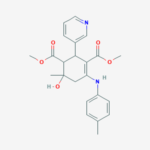 molecular formula C23H26N2O5 B282296 Dimethyl 6-hydroxy-6-methyl-2-(3-pyridinyl)-4-(4-toluidino)-3-cyclohexene-1,3-dicarboxylate 