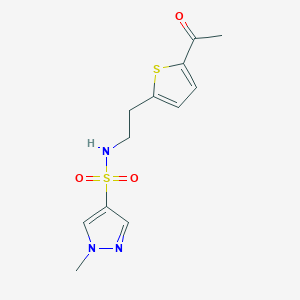 molecular formula C12H15N3O3S2 B2822964 N-(2-(5-acetylthiophen-2-yl)ethyl)-1-methyl-1H-pyrazole-4-sulfonamide CAS No. 2034340-66-2