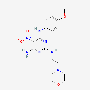 molecular formula C17H23N7O4 B2822968 N4-(4-methoxyphenyl)-N2-[2-(morpholin-4-yl)ethyl]-5-nitropyrimidine-2,4,6-triamine CAS No. 673452-34-1