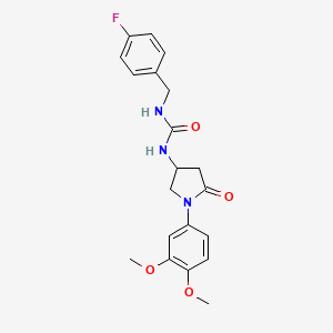 molecular formula C20H22FN3O4 B2822981 1-(1-(3,4-二甲氧基苯基)-5-氧代吡咯烷-3-基)-3-(4-氟苯甲基)脲 CAS No. 894017-22-2