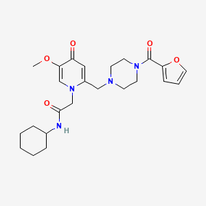 molecular formula C24H32N4O5 B2822997 N-cyclohexyl-2-(2-((4-(furan-2-carbonyl)piperazin-1-yl)methyl)-5-methoxy-4-oxopyridin-1(4H)-yl)acetamide CAS No. 921495-86-5