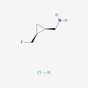 molecular formula C5H11ClFN B2822998 [(1R,2S)-2-(氟甲基)环丙基]甲胺；盐酸盐 CAS No. 2411179-16-1