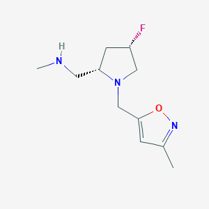 molecular formula C11H18FN3O B2823009 {[(2S,4S)-4-fluoro-1-[(3-methyl-1,2-oxazol-5-yl)methyl]pyrrolidin-2-yl]methyl}(methyl)amine CAS No. 1820574-00-2