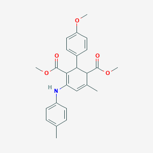 molecular formula C25H27NO5 B282301 Dimethyl 2-(4-methoxyphenyl)-6-methyl-4-(4-toluidino)-3,5-cyclohexadiene-1,3-dicarboxylate 