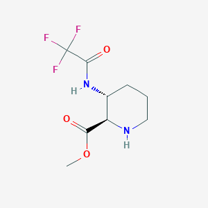 molecular formula C9H13F3N2O3 B2823028 Methyl (2R,3R)-3-[(2,2,2-trifluoroacetyl)amino]piperidine-2-carboxylate CAS No. 2126143-84-6