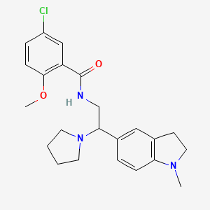 molecular formula C23H28ClN3O2 B2823032 5-chloro-2-methoxy-N-(2-(1-methylindolin-5-yl)-2-(pyrrolidin-1-yl)ethyl)benzamide CAS No. 922033-09-8