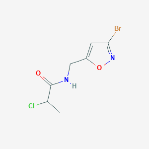 molecular formula C7H8BrClN2O2 B2823038 N-[(3-Bromo-1,2-oxazol-5-yl)methyl]-2-chloropropanamide CAS No. 2150231-17-5