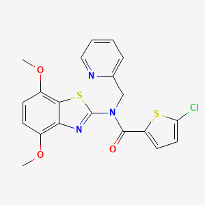 molecular formula C20H16ClN3O3S2 B2823044 5-氯-N-(4,7-二甲氧基苯并[2,1-b]噻唑-2-基)-N-(吡啶-2-基甲基)噻吩-2-羧酰胺 CAS No. 899964-82-0