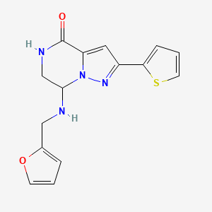 molecular formula C15H14N4O2S B2823051 7-[(2-furylmethyl)amino]-2-(2-thienyl)-6,7-dihydropyrazolo[1,5-a]pyrazin-4(5H)-one CAS No. 2108189-90-6