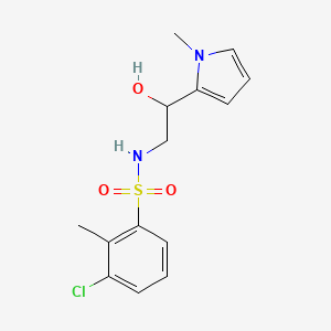 molecular formula C14H17ClN2O3S B2823053 3-chloro-N-(2-hydroxy-2-(1-methyl-1H-pyrrol-2-yl)ethyl)-2-methylbenzenesulfonamide CAS No. 1396847-11-2
