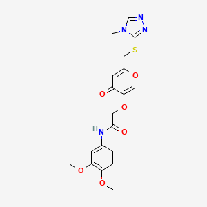 molecular formula C19H20N4O6S B2823054 N-(3,4-dimethoxyphenyl)-2-((6-(((4-methyl-4H-1,2,4-triazol-3-yl)thio)methyl)-4-oxo-4H-pyran-3-yl)oxy)acetamide CAS No. 899984-43-1