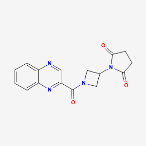 molecular formula C16H14N4O3 B2823056 1-(1-(Quinoxaline-2-carbonyl)azetidin-3-yl)pyrrolidine-2,5-dione CAS No. 1787879-61-1