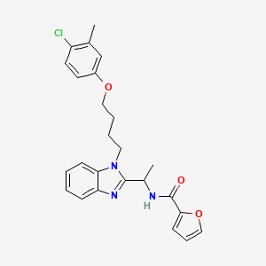 molecular formula C25H26ClN3O3 B2823069 N-({1-[4-(4-氯-3-甲基苯氧基)丁基]苯并咪唑-2-基}乙基)-2-呋喃甲酰胺 CAS No. 919972-65-9