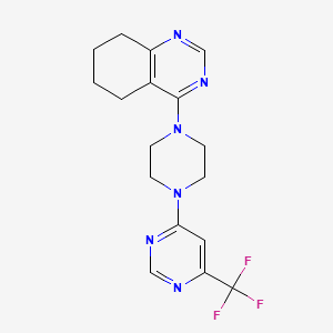 molecular formula C17H19F3N6 B2823075 4-{4-[6-(Trifluoromethyl)pyrimidin-4-yl]piperazin-1-yl}-5,6,7,8-tetrahydroquinazoline CAS No. 2034538-29-7