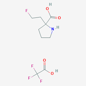 molecular formula C9H13F4NO4 B2823079 2-(2-Fluoroethyl)pyrrolidine-2-carboxylic acid;2,2,2-trifluoroacetic acid CAS No. 2418708-48-0