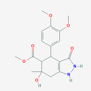 molecular formula C18H22N2O6 B282308 methyl 4-(3,4-dimethoxyphenyl)-3,6-dihydroxy-6-methyl-4,5,6,7-tetrahydro-1H-indazole-5-carboxylate 
