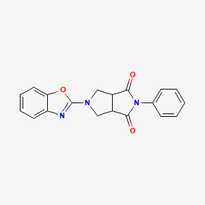 molecular formula C19H15N3O3 B2823088 2-(1,3-Benzoxazol-2-yl)-5-phenyl-1,3,3a,6a-tetrahydropyrrolo[3,4-c]pyrrole-4,6-dione CAS No. 2415585-49-6