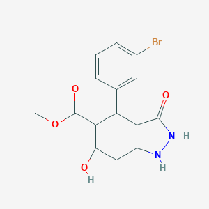 molecular formula C16H17BrN2O4 B282309 methyl 4-(3-bromophenyl)-3,6-dihydroxy-6-methyl-4,5,6,7-tetrahydro-1H-indazole-5-carboxylate 