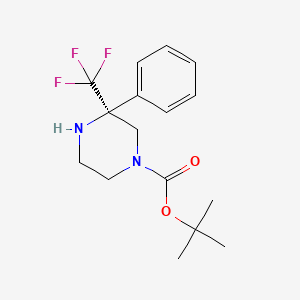 molecular formula C16H21F3N2O2 B2823092 Tert-butyl 3-phenyl-3-(trifluoromethyl)piperazine-1-carboxylate CAS No. 1639963-98-6