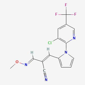 molecular formula C15H10ClF3N4O B2823095 3-{1-[3-氯-5-(三氟甲基)-2-吡啶基]-1H-吡咯-2-基}-2-[(甲氧基亚亚甲基)丙烯腈 CAS No. 339278-24-9