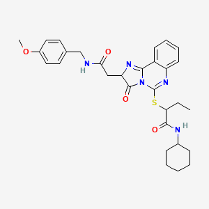 molecular formula C30H35N5O4S B2823099 N-cyclohexyl-2-((2-(2-((4-methoxybenzyl)amino)-2-oxoethyl)-3-oxo-2,3-dihydroimidazo[1,2-c]quinazolin-5-yl)thio)butanamide CAS No. 1173756-05-2