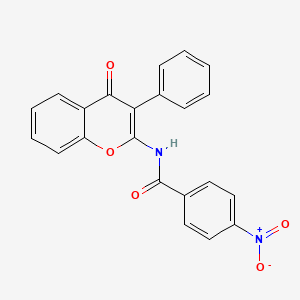 molecular formula C22H14N2O5 B2823100 4-nitro-N-(4-oxo-3-phenyl-4H-chromen-2-yl)benzamide CAS No. 879437-08-8