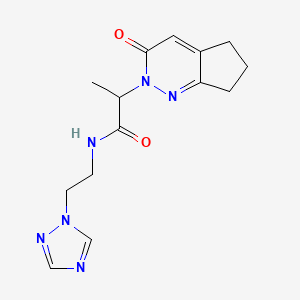 molecular formula C14H18N6O2 B2823102 N-(2-(1H-1,2,4-triazol-1-yl)ethyl)-2-(3-oxo-3,5,6,7-tetrahydro-2H-cyclopenta[c]pyridazin-2-yl)propanamide CAS No. 2097883-70-8