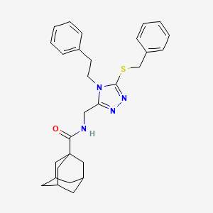 molecular formula C29H34N4OS B2823112 (1S,3s)-N-((5-(benzylthio)-4-phenethyl-4H-1,2,4-triazol-3-yl)methyl)adamantane-1-carboxamide CAS No. 477304-12-4